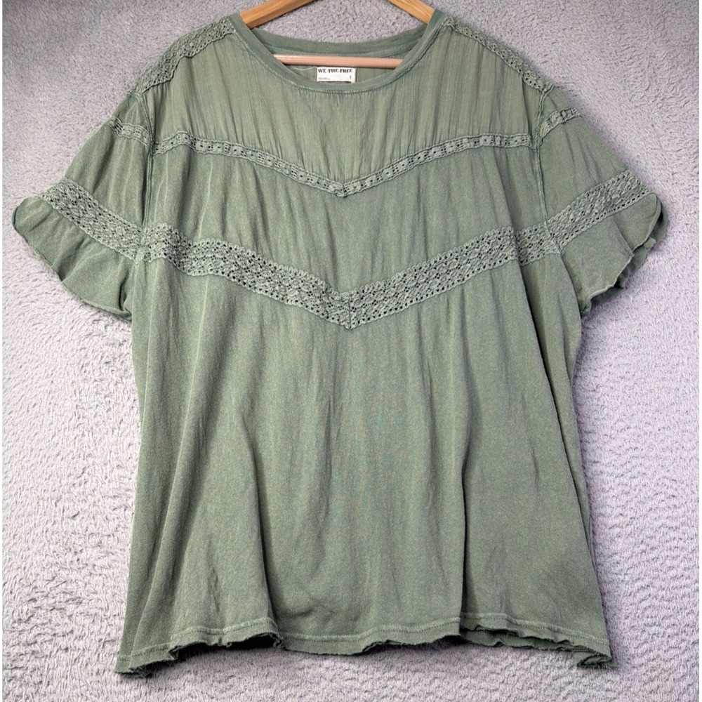Free People Top Womens Size Large We The Free Dorothy Tee Tunic Top Green